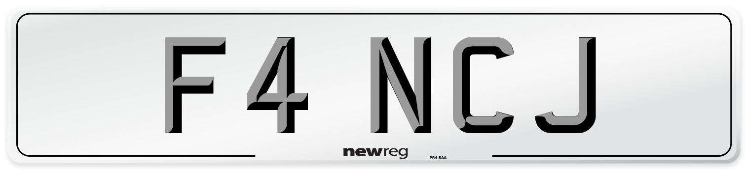 F4 NCJ Number Plate from New Reg